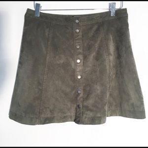 Green suede skirt